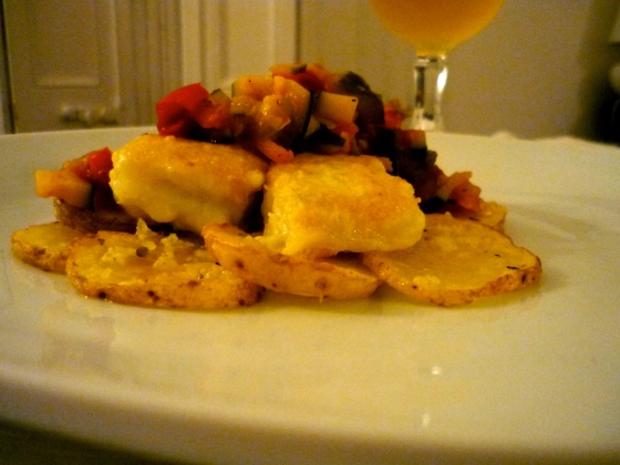 Bacallà amb samfaina i patates - Stockfisch mit Samfaina und Kartoffeln